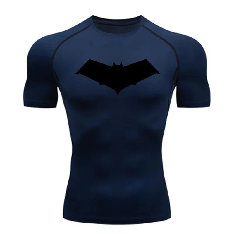 Bat Print Quick Dry Compression Rash Guard Unisex Top