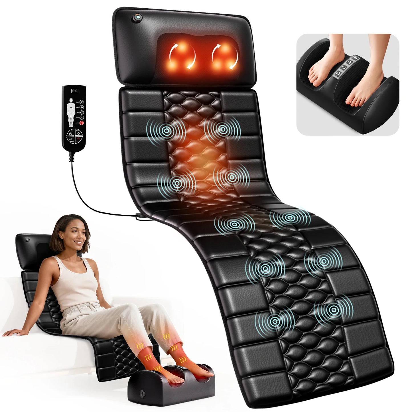 HOMEMASSA Shiatsu Full Body Massage Mat With Heat 10 Motors - Alice's Wellness Hub