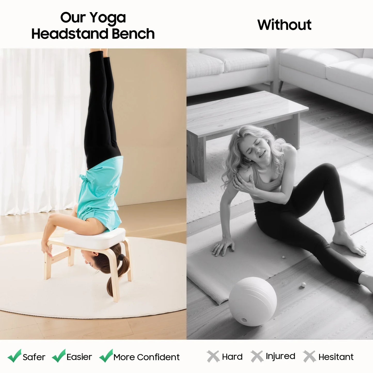 Yoga Headstand Bench Inversion Stool For Home Gym With Cushion
