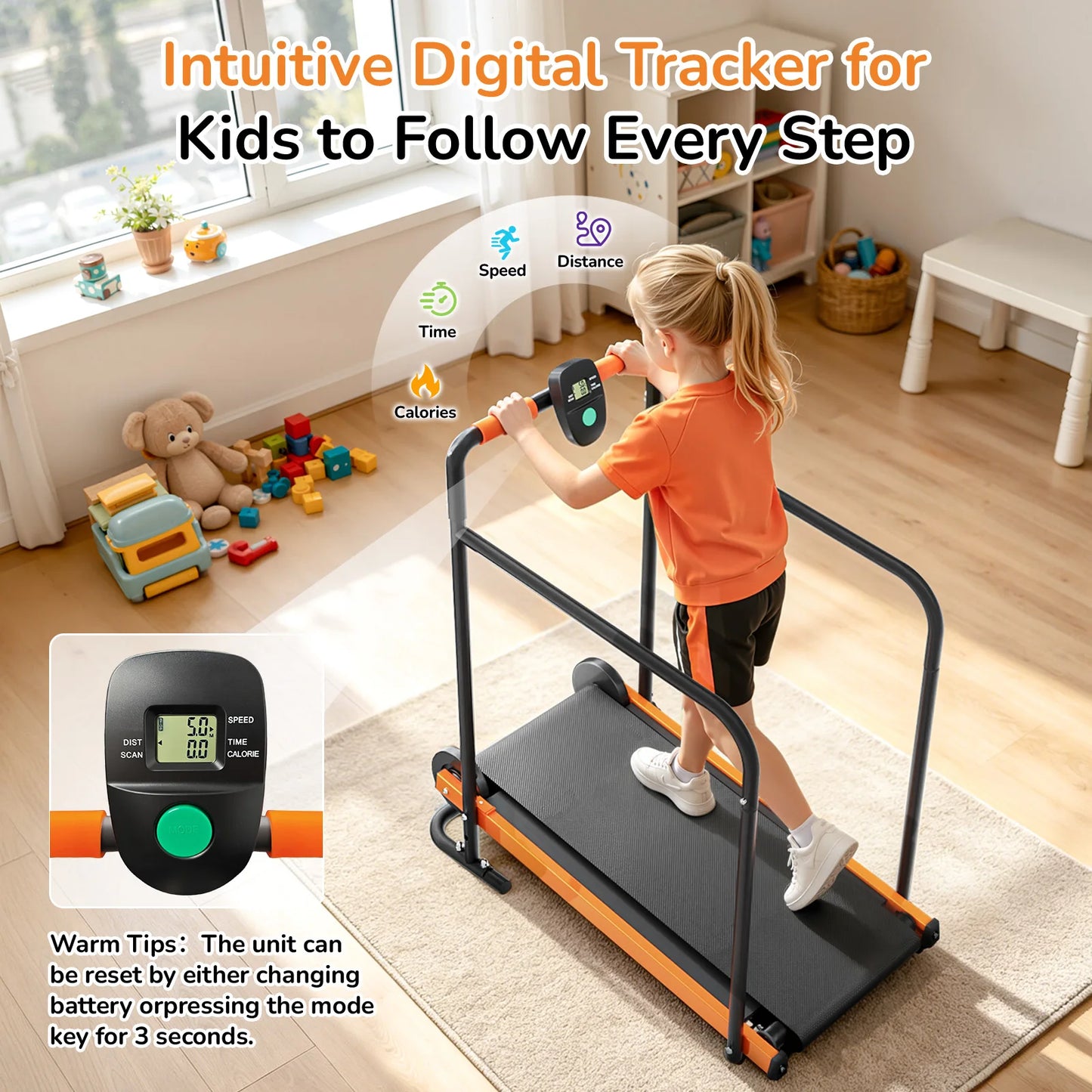 AKLUER Kids Walking Pad Treadmill Self Propelled Indoor Exercise