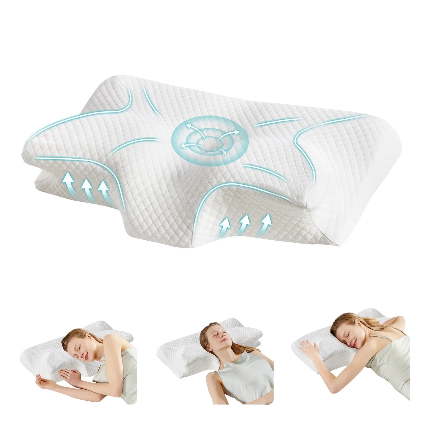 JHK Ergonomic Memory Foam Cervical Pillow With Cooling Pillowcase - Alice's Wellness Hub