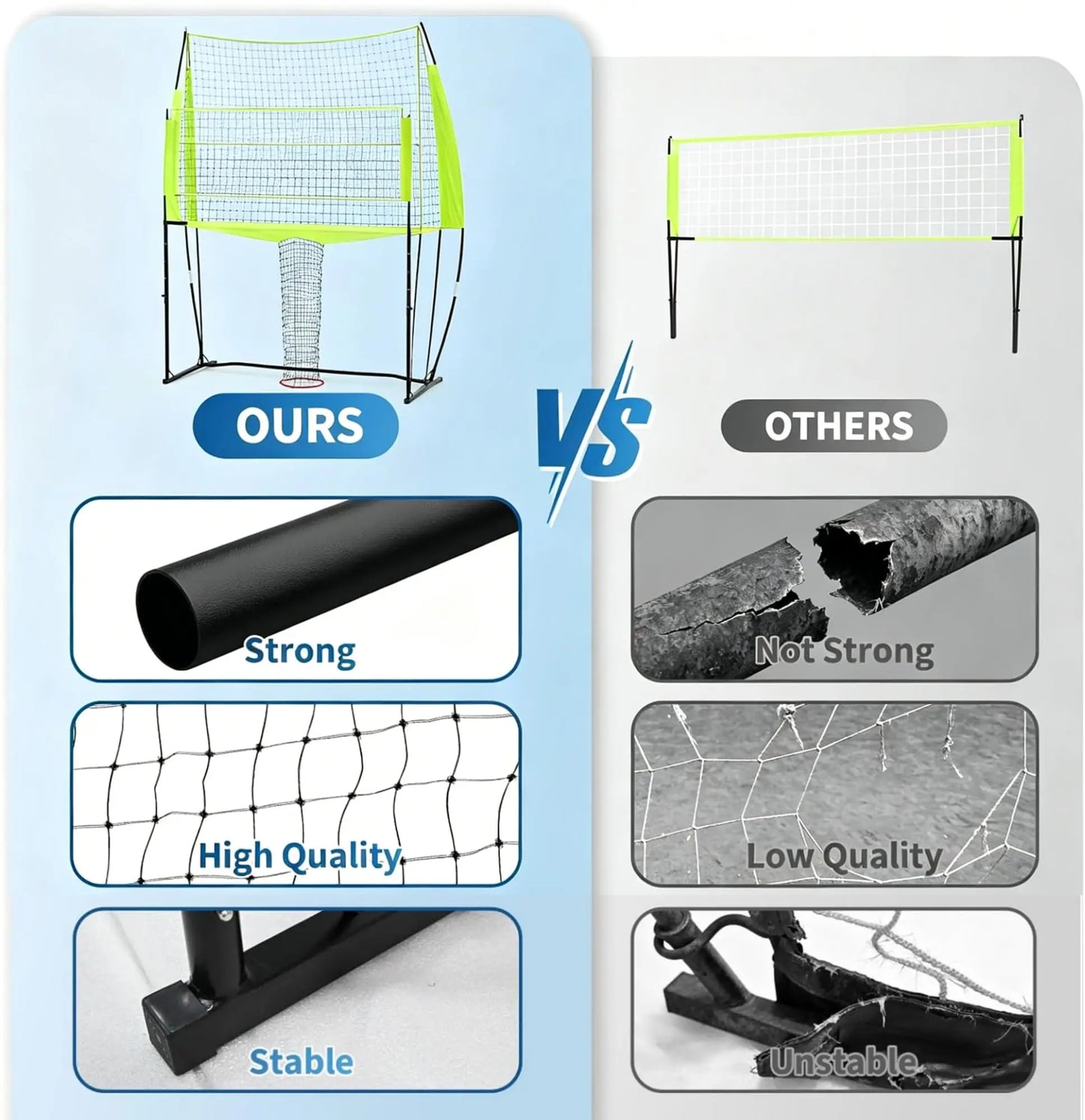 HiMISS Volleyball Net Height Adjustable Training System For Indoor Outdoor