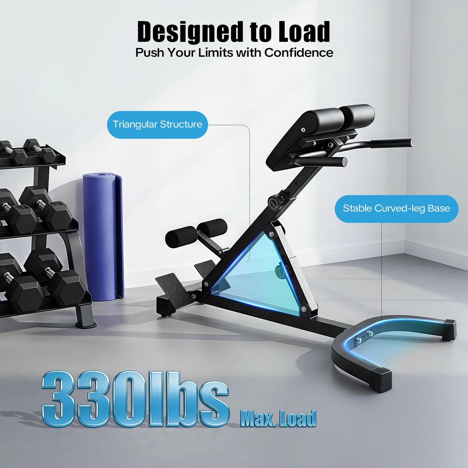 Back Extension Roman Chair With Foldable Steel Frame - Alice's Wellness Hub