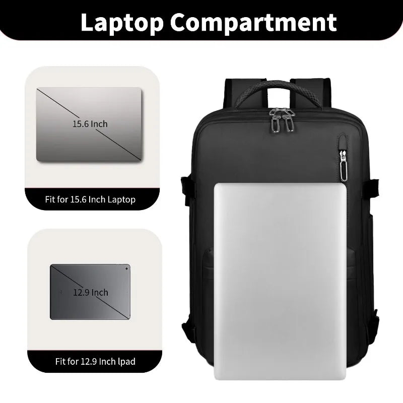 Travel Backpack for Men Women, 15.6 Inch Laptop Backpack with USB Charging Hole, College Bookbag, Large Capacity Black Computer Backpacks for Work,Daily Commute, Airplane Travel & School