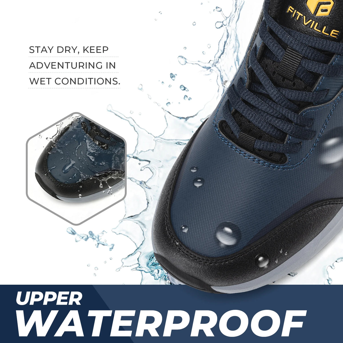 FitVille Men'S Wide Low-Top Hiking & Walking Shoes Waterproof Non-Slip Soft Toe Outdoor Work Footwear With Arch Support, Heel Pain Relief Sneakers For Long Hikes, Trekking, Trails, Wide Feet & All-Day Standing