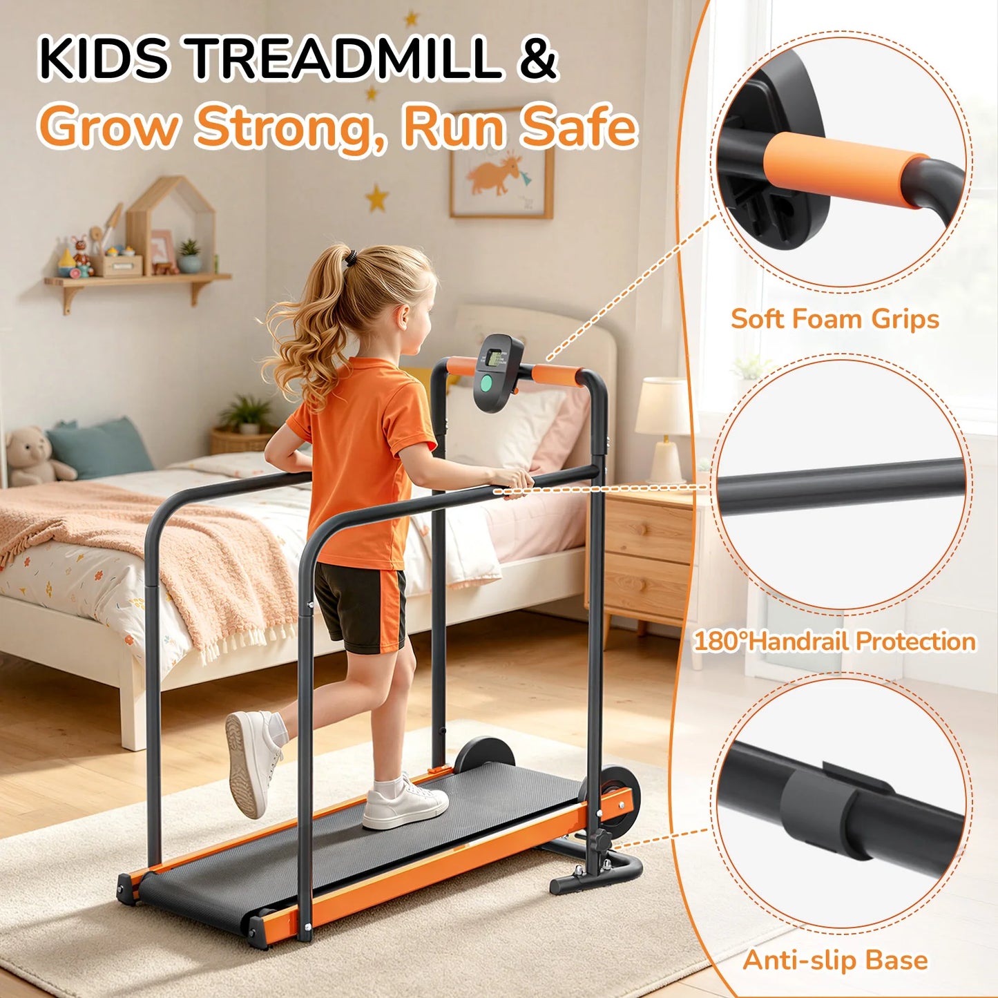 AKLUER Kids Walking Pad Treadmill Self Propelled Indoor Exercise