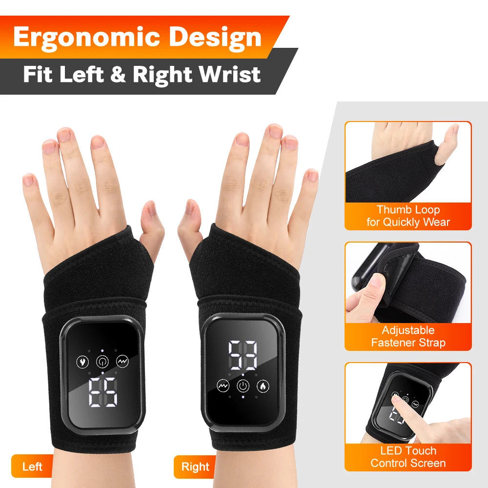Agdoad Electric Heating Wrist Massager With Vibration For Carpal Tunnel Relief