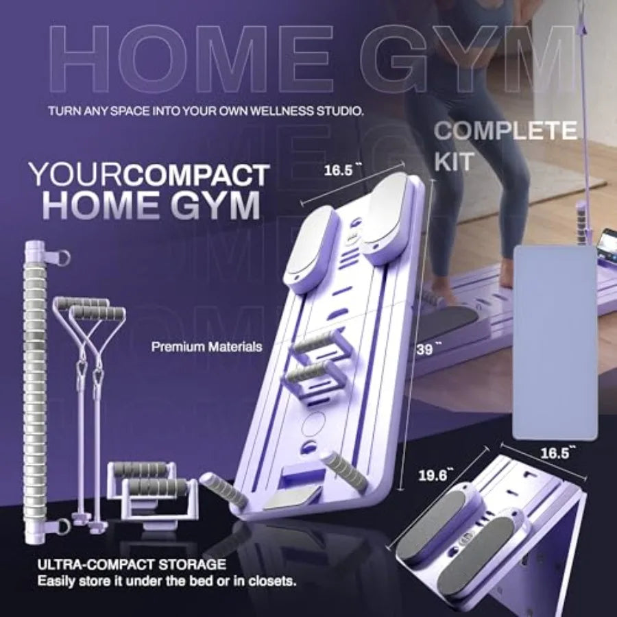 Pilates Board Full Kit With Foldable Reformer And Resistance Bands