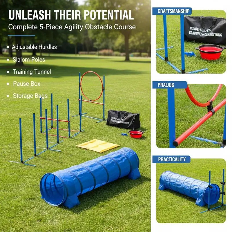 Dog Agility Training Equipment Set With Tunnel Poles