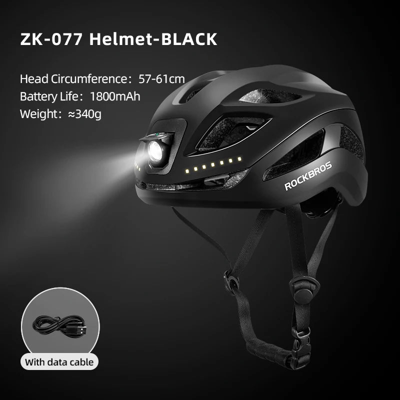 ROCKBROS Cycling Helmet Front Light Type-C Charging LED Safety
