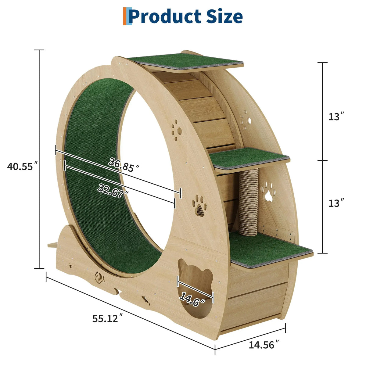 HiMISS Multifunctional Quiet Cat Exercise Wheel Treadmill