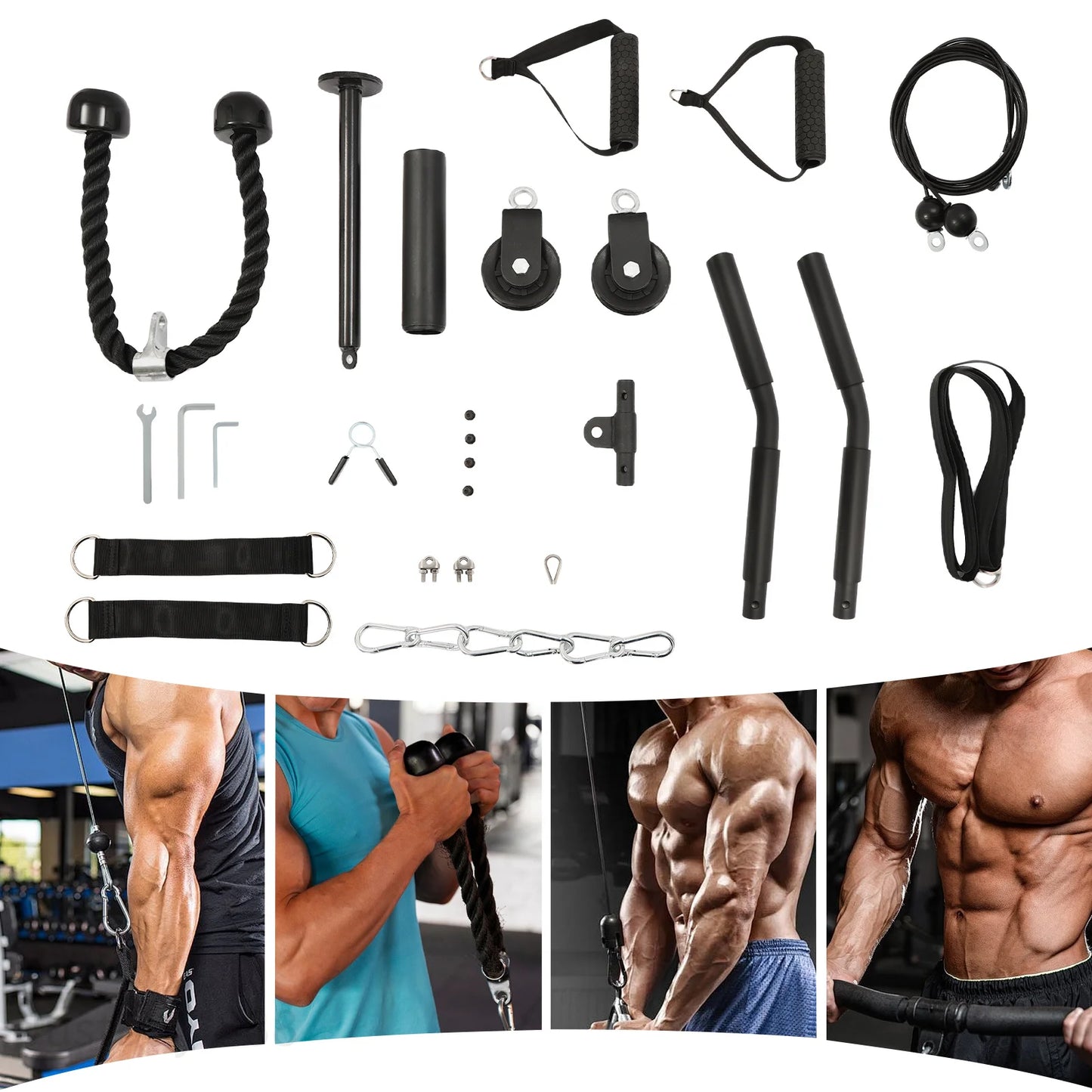 Cable Weight Pulley System For Home Gym With Safety Ropes