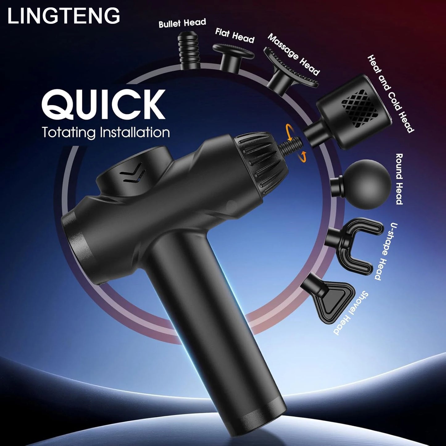 LINGTENG Massage Gun With Hot And Cold Functions, 7 Heads, Deep Tissue Massager - Alice's Wellness Hub