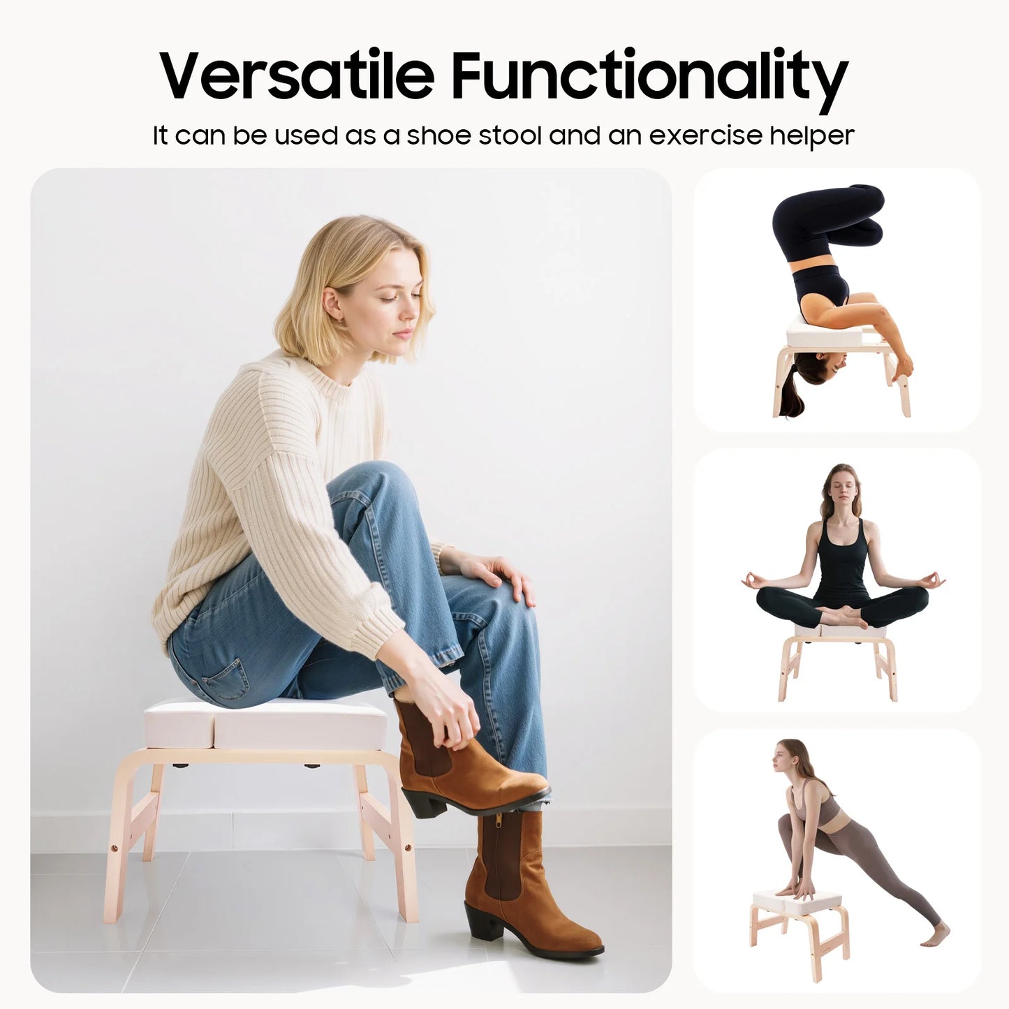Yoga Headstand Bench Inversion Stool For Home Gym With Cushion