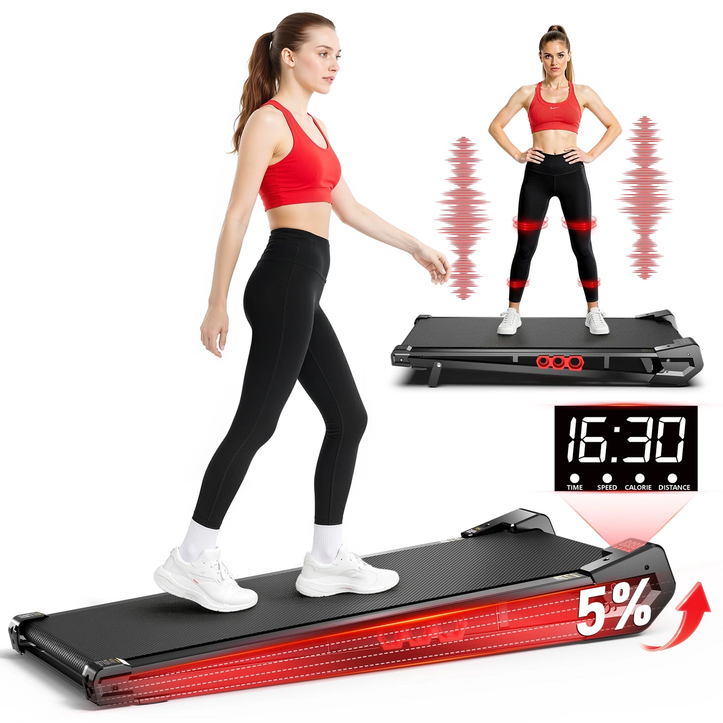 AKLUER Under Desk Vibration Walking Pad 3 In 1 Treadmill