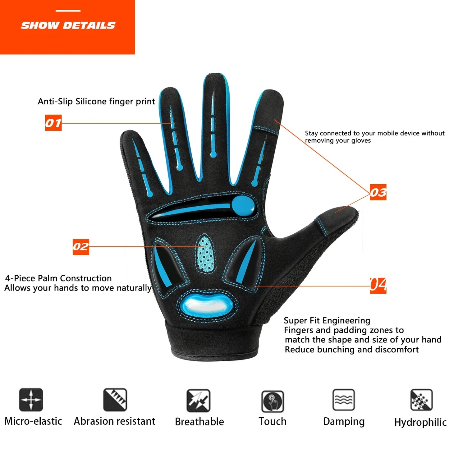 MOREOK Motocross Racing Gloves Breathable MTB Touch Screen Cycling - Alice's Wellness Hub