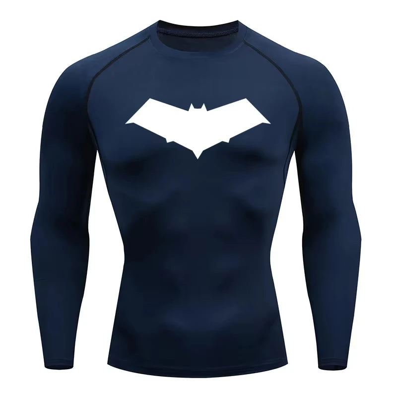 Bat Print Quick Dry Compression Rash Guard Unisex Top