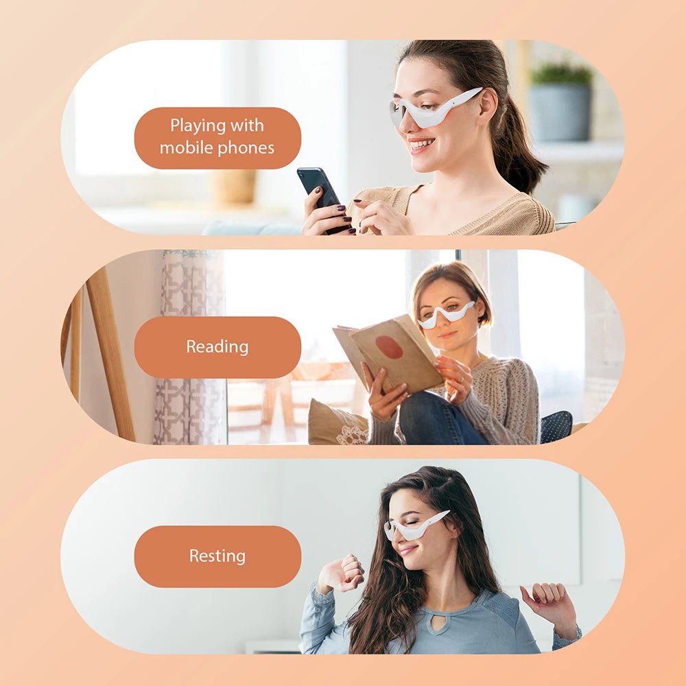Red Light Eye Massager EMS Eye Care Device Eye Bags Dark Circles Fine Lines Relief Wireless Eye Beauty Machine for Home Travel