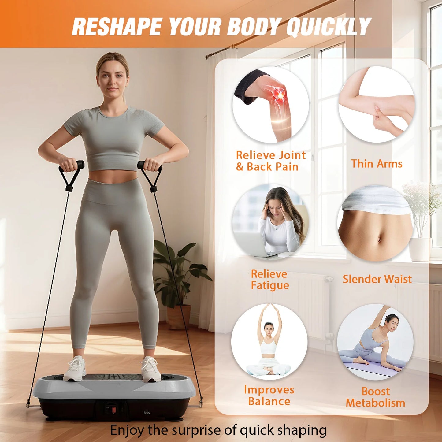 Portable Vibration Plate Exercise Machine Full Body Workout With Bluetooth Bands - Alice's Wellness Hub