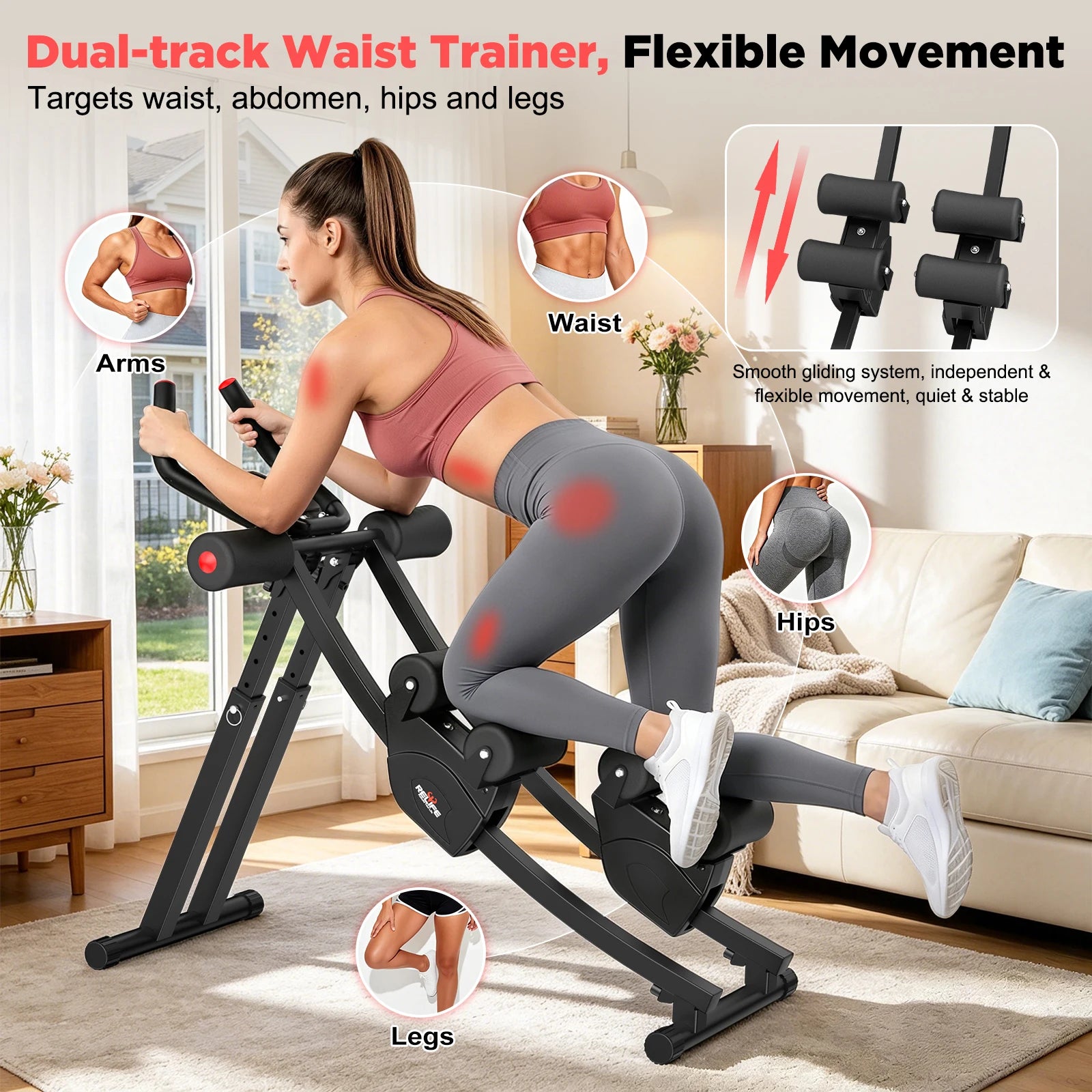 Relife Sports Dual Split Track Ab Machine For Home Fitness - Alice's Wellness Hub