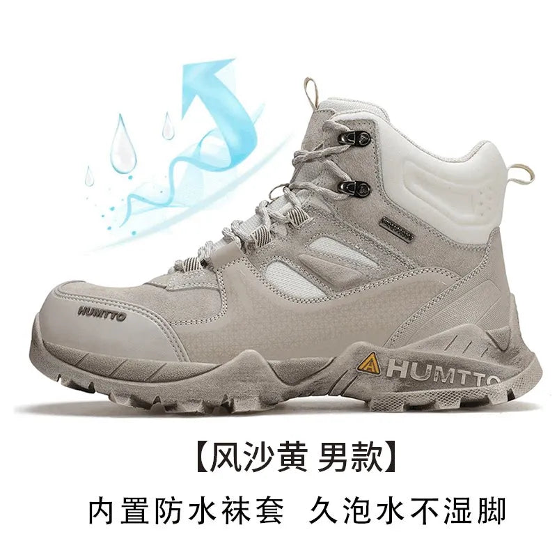 HUMTTO Hiking shoes Men's waterproof hunting Boots Tactical Desert Combat Ankle trekking Boots Male Women warm Leather Sneakers