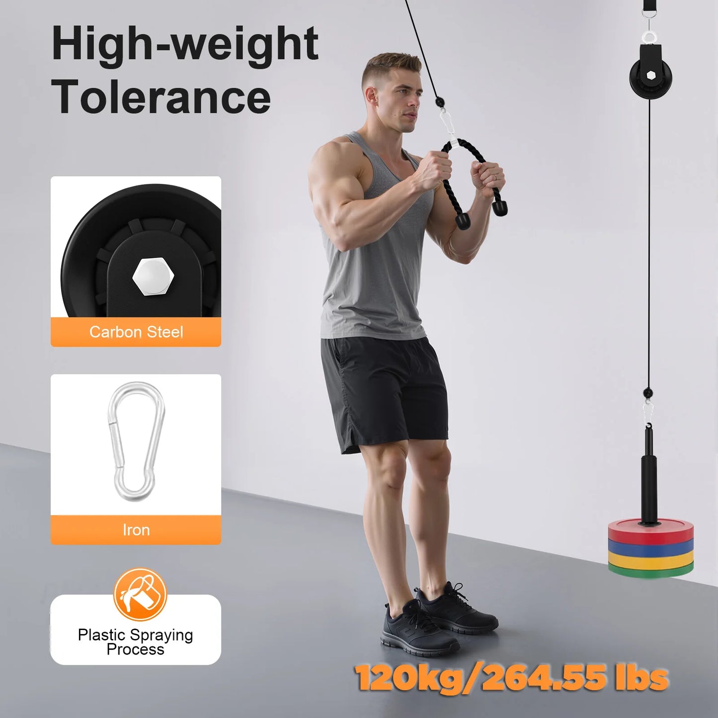 Cable Weight Pulley System For Home Gym With Safety Ropes