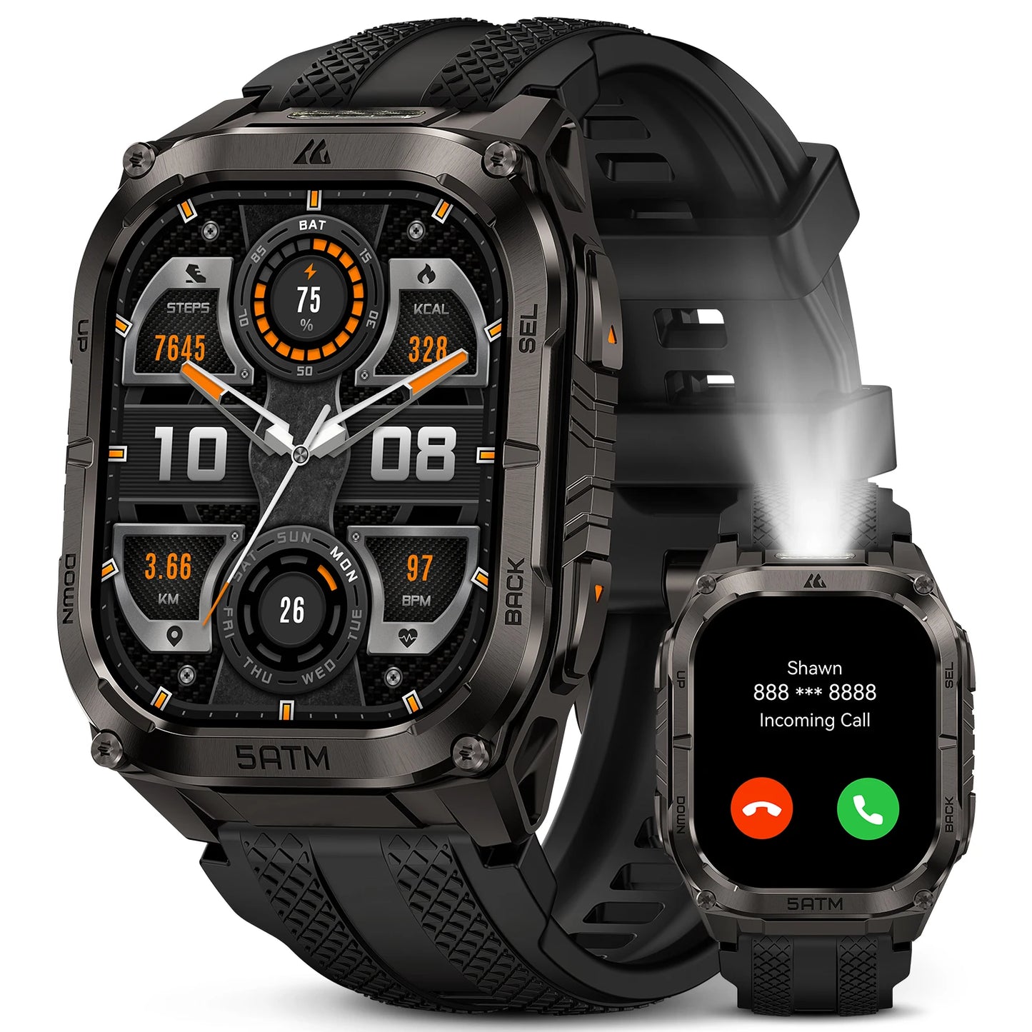 KOSPET Tank M4C Rugged Smartwatch Military GPS With Flashlight 5ATM