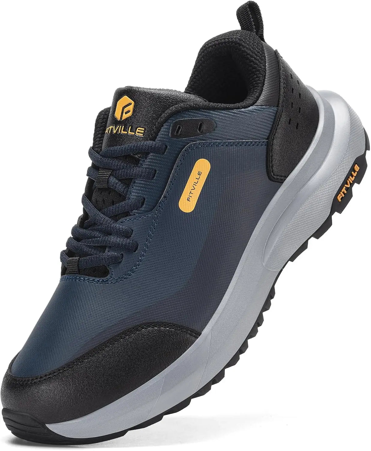 FitVille Men'S Wide Low-Top Hiking & Walking Shoes Waterproof Non-Slip Soft Toe Outdoor Work Footwear With Arch Support, Heel Pain Relief Sneakers For Long Hikes, Trekking, Trails, Wide Feet & All-Day Standing