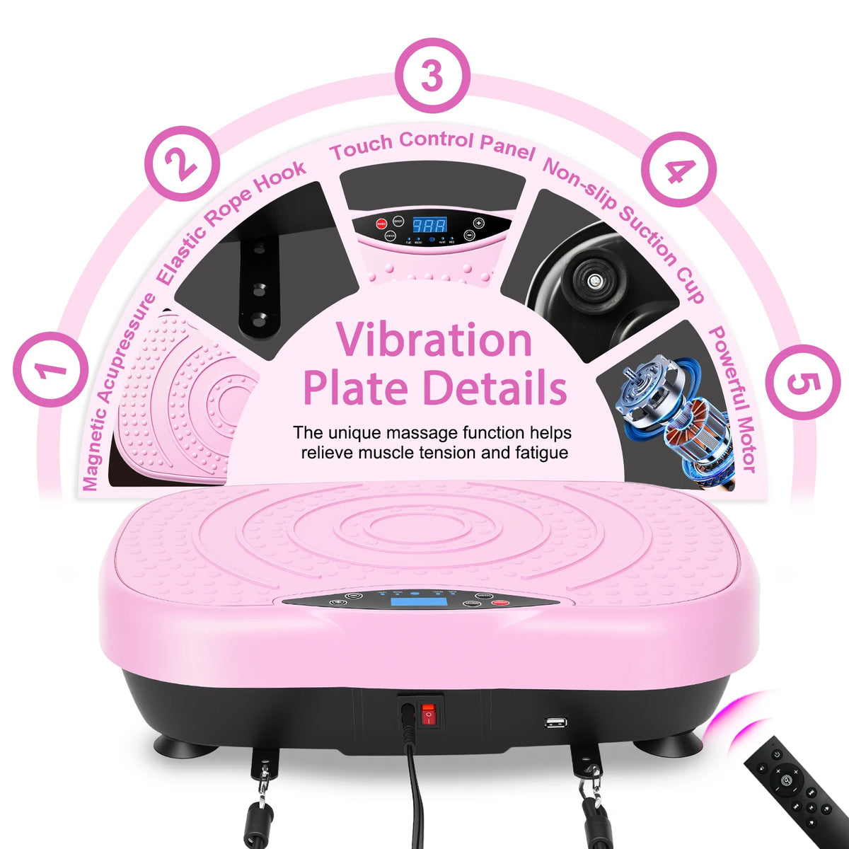 Portable Vibration Plate Exercise Machine With Bluetooth And Resistance Bands
