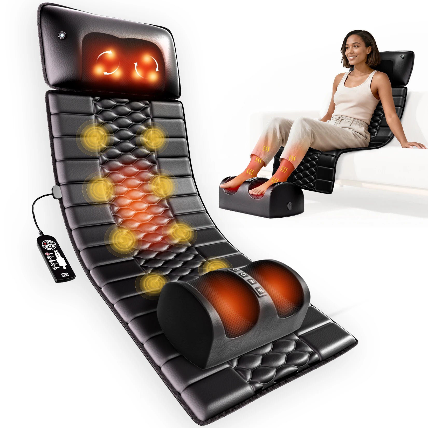 HOMEMASSA Shiatsu Full Body Massage Mat With Heat 10 Motors - Alice's Wellness Hub