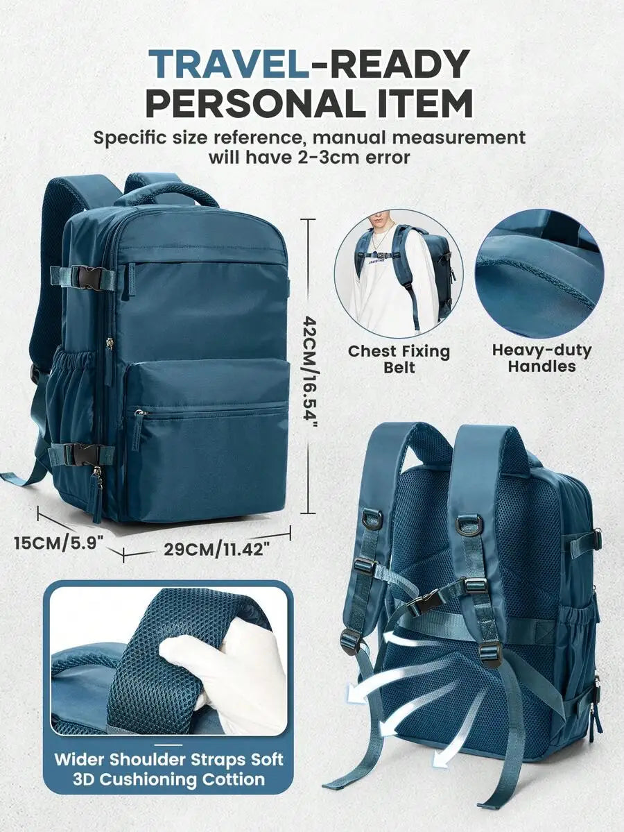 Floless Portable Travel Backpack With Vacuum Compression Technology, Suitable For Airplane Travel, Waterproof Unisex Travel Backpack Luggage Fits 14-Inch Laptop, Large Capacity Weekend Travel Bag, Lightweight College Backpack