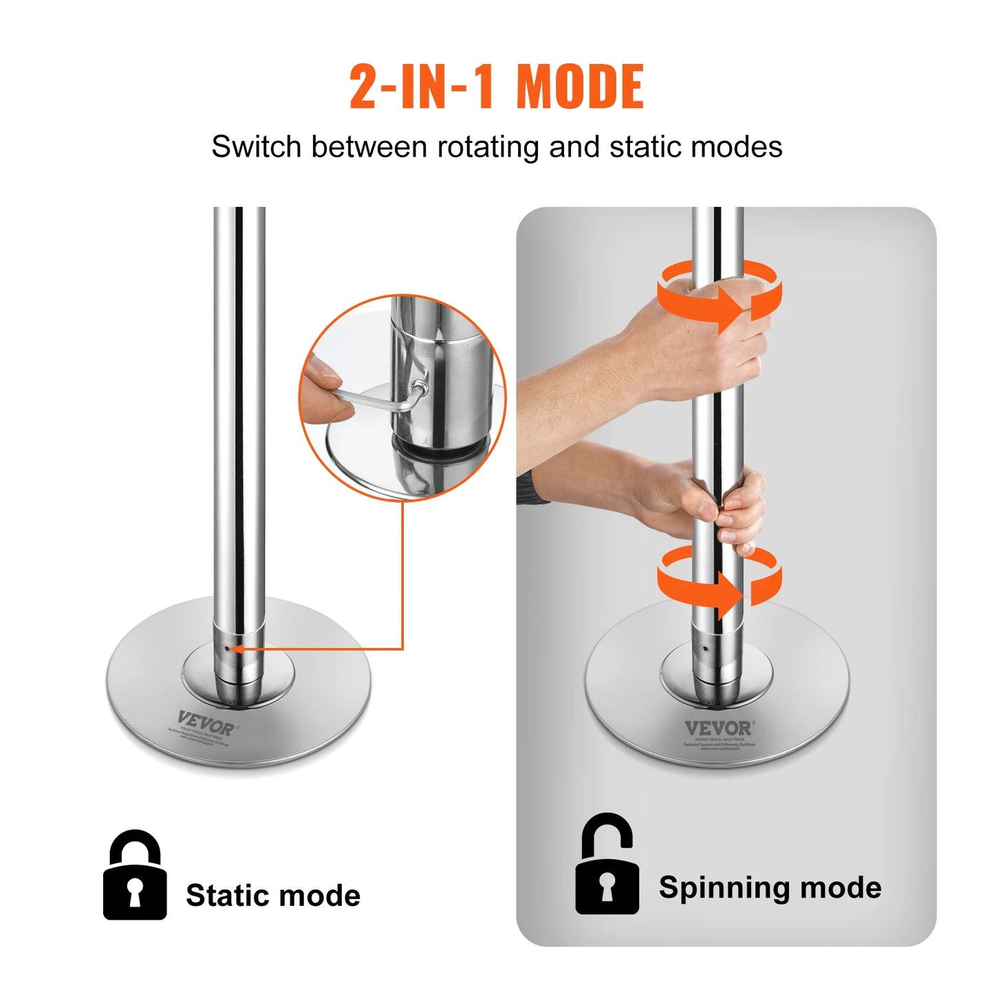SucceBuy Stainless Steel Dancing Pole Kit For Spinning And Static Use