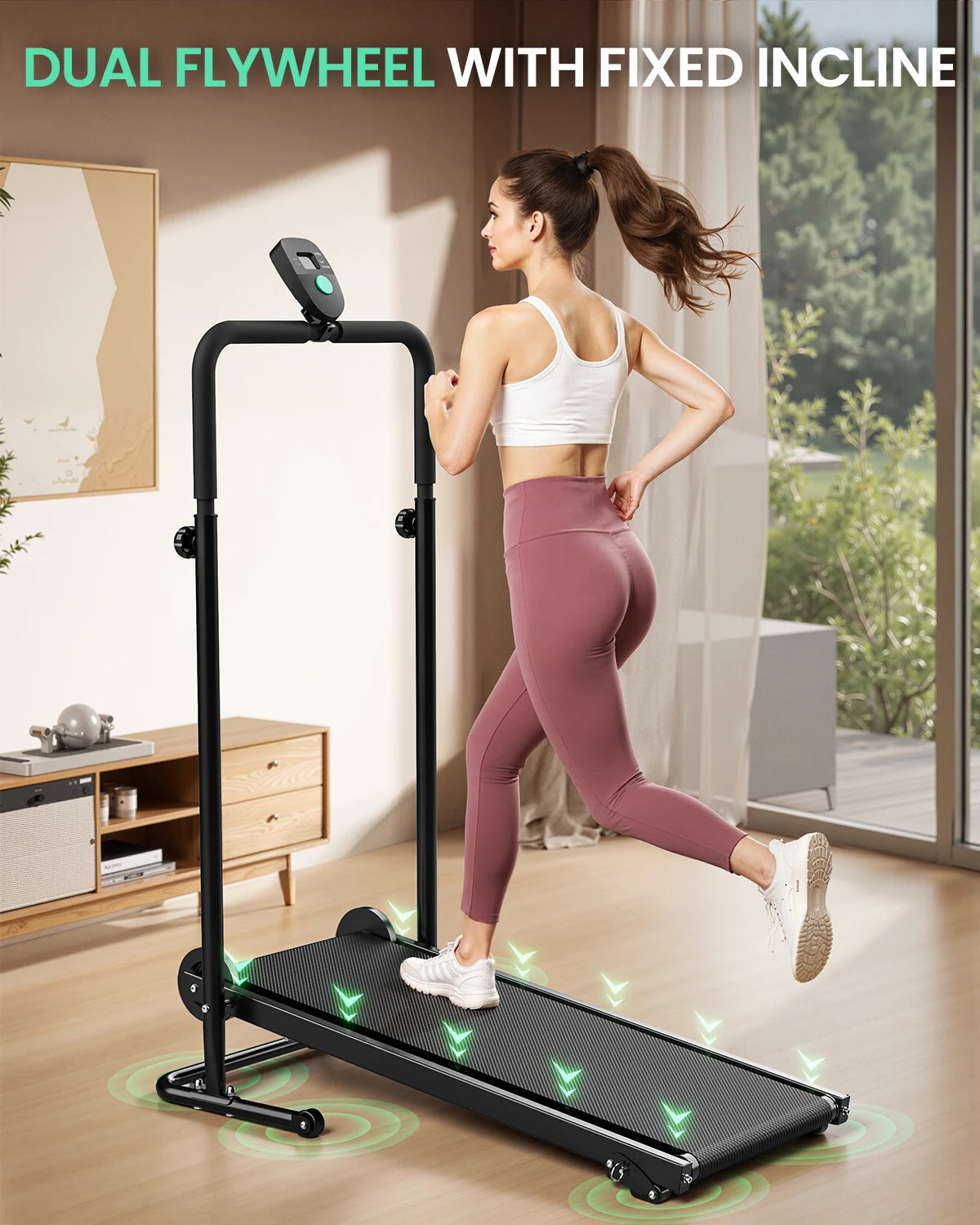AKLUER Non-Electric Treadmill With Dual Flywheel And LCD Monitor - Alice's Wellness Hub