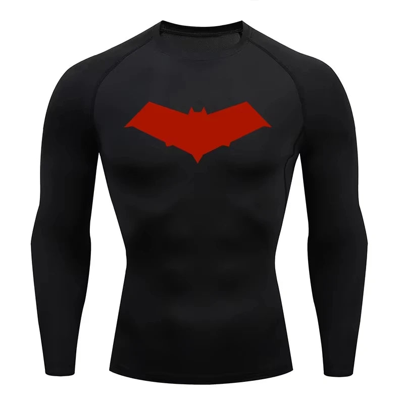 Bat Print Quick Dry Compression Rash Guard Unisex Top