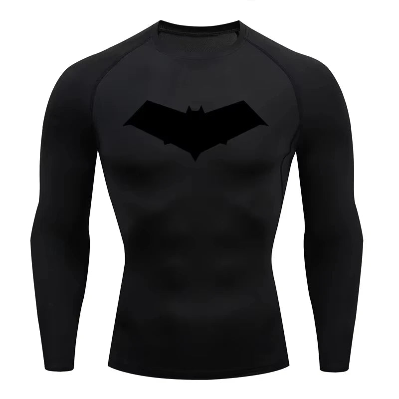 Bat Print Quick Dry Compression Rash Guard Unisex Top