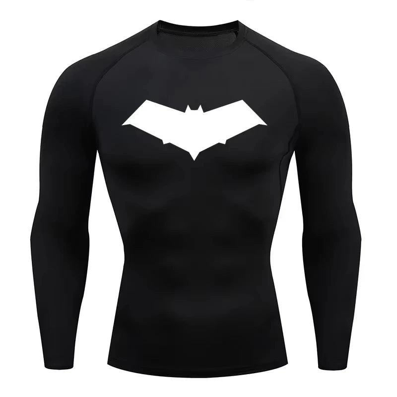 Bat Print Quick Dry Compression Rash Guard Unisex Top