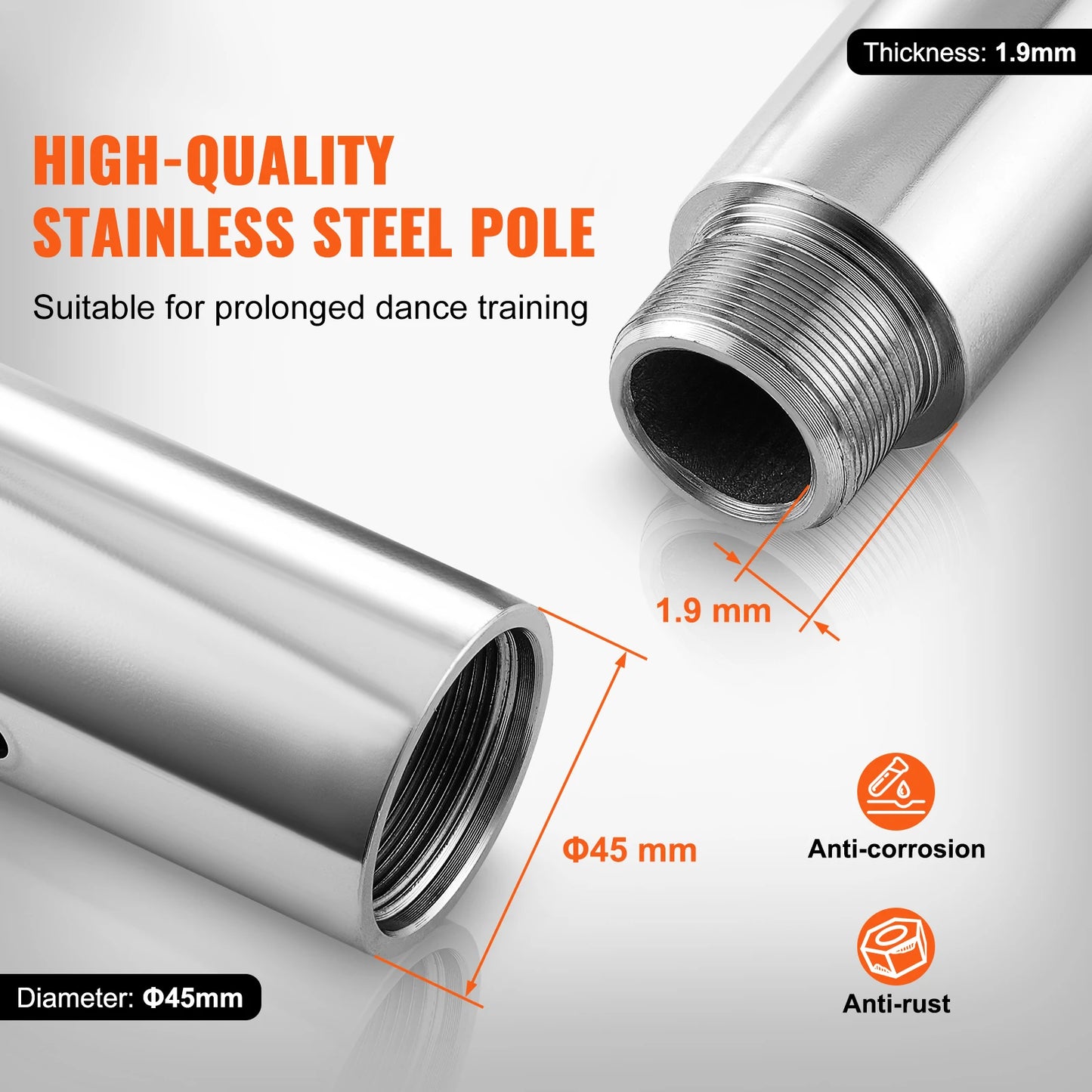 SucceBuy Stainless Steel Dancing Pole Kit For Spinning And Static Use