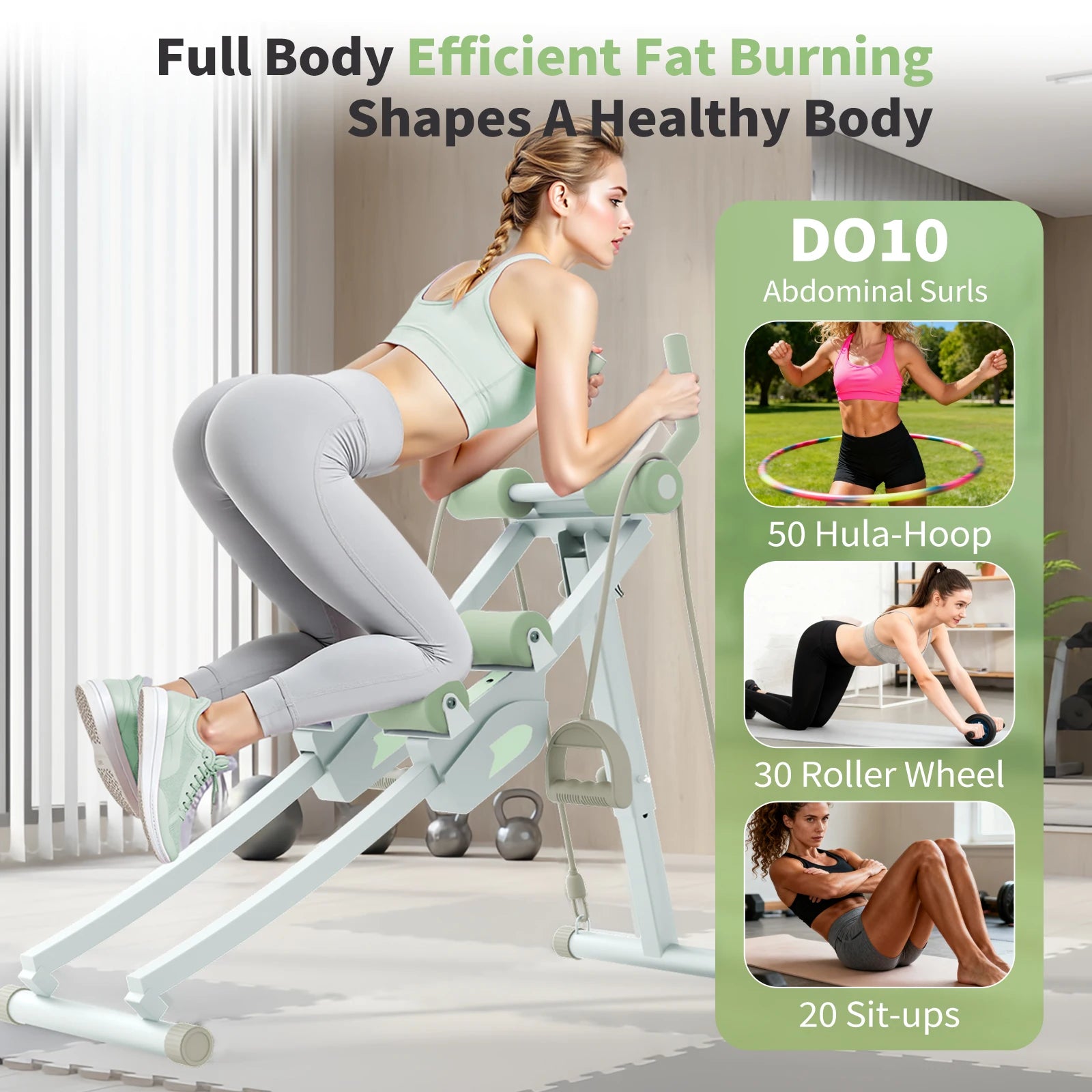 Abdominal Curling Exercise Machine Adjustable Dual Track Foldable Trainer - Alice's Wellness Hub