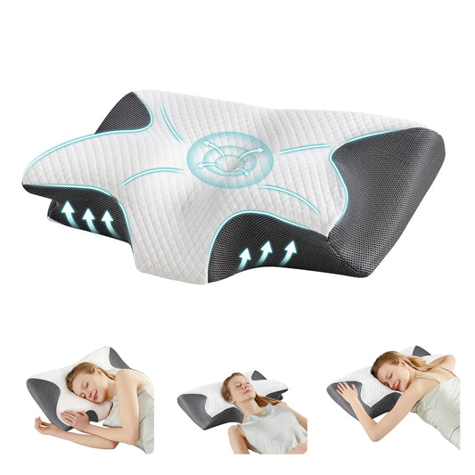 JHK Ergonomic Memory Foam Cervical Pillow With Cooling Pillowcase - Alice's Wellness Hub