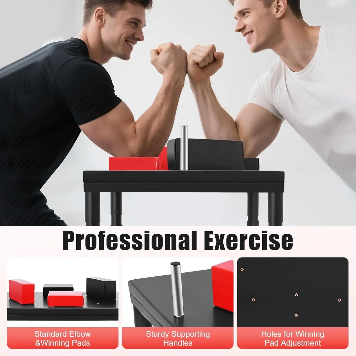 Arm Wrestling Training Table 2200Lbs Adjustable With Wrist Strap For Gyms
