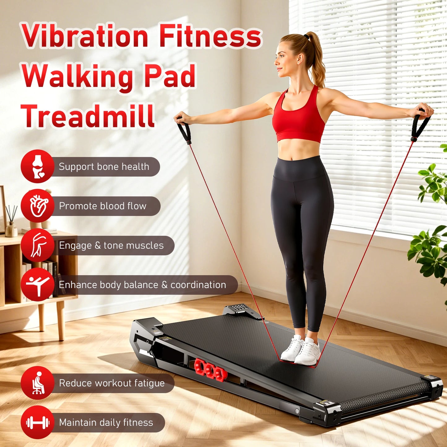 AKLUER Under Desk Vibration Walking Pad 3 In 1 Treadmill