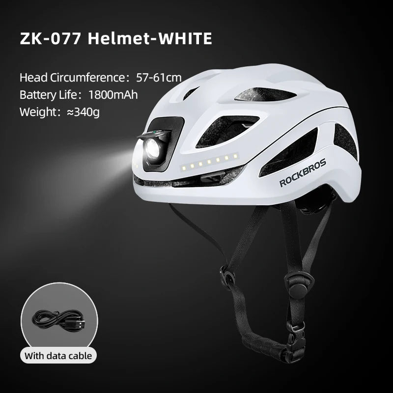 ROCKBROS Cycling Helmet Front Light Type-C Charging LED Safety