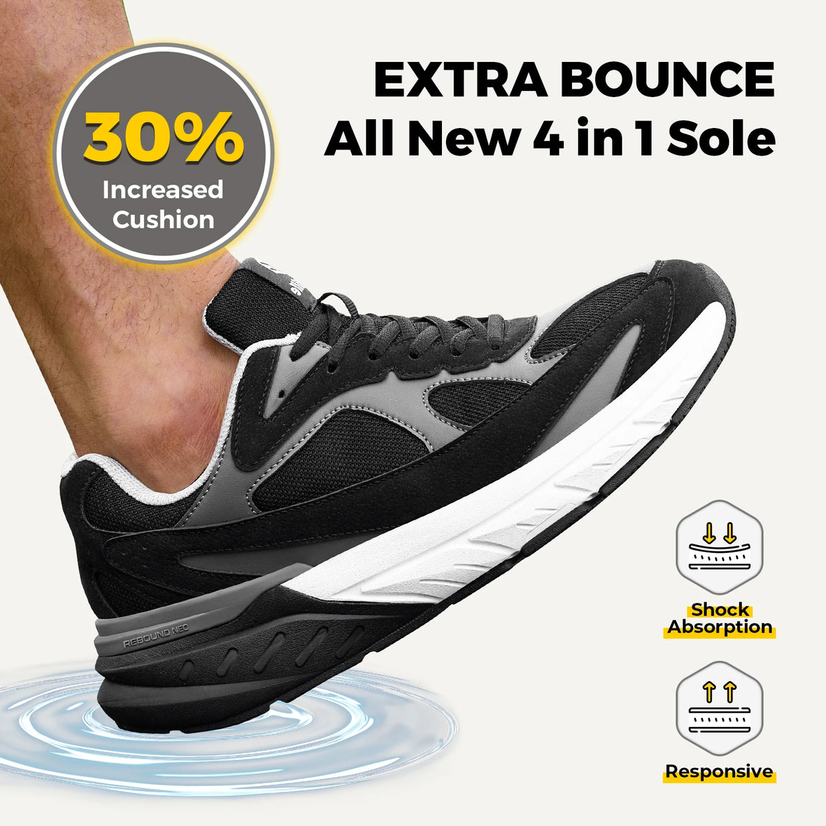 FitVille Wide Walking Shoes For Men Arch Support Wide Width Lightweight Non‑Slip Comfort Cushion Sneakers For Swollen Feet Neuropathy Plantar Fasciitis