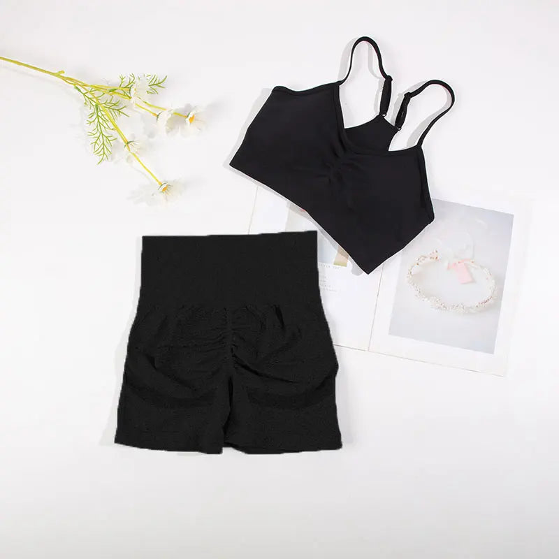 CHRLEISURE Seamless Sports Set Women Yoga Suit With Cycling Shorts - Alice's Wellness Hub