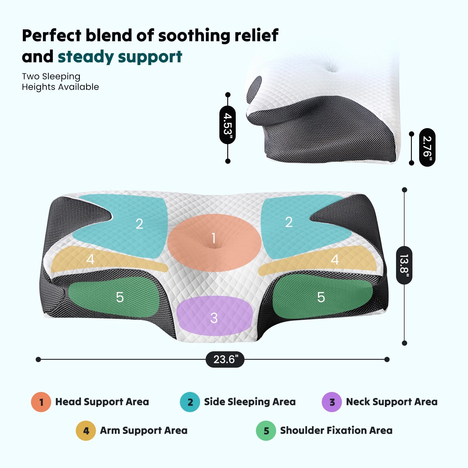 JHK Ergonomic Memory Foam Cervical Pillow With Cooling Pillowcase - Alice's Wellness Hub