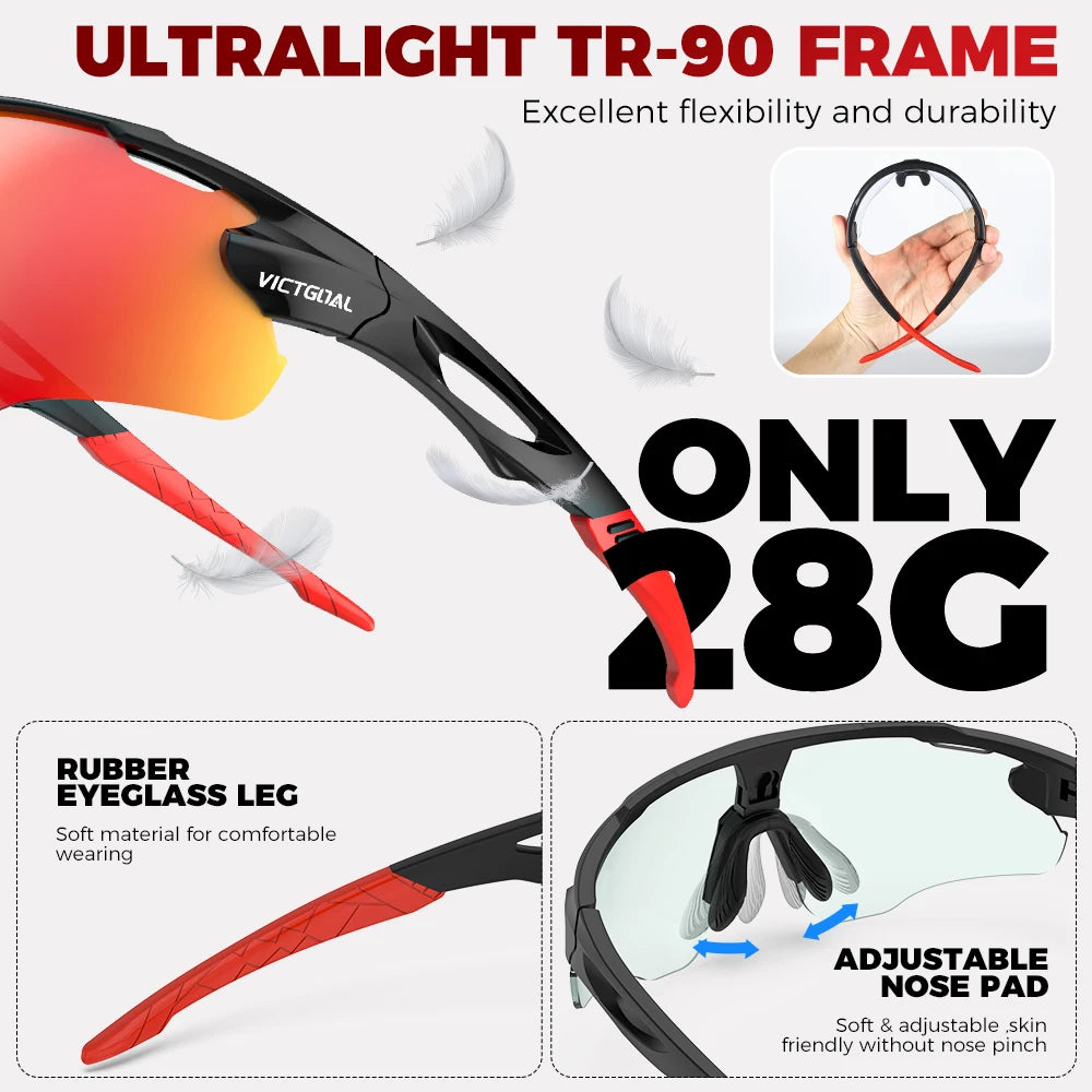 Victgoal Photochromic Cycling Sunglasses UV400 Protection For Men Women