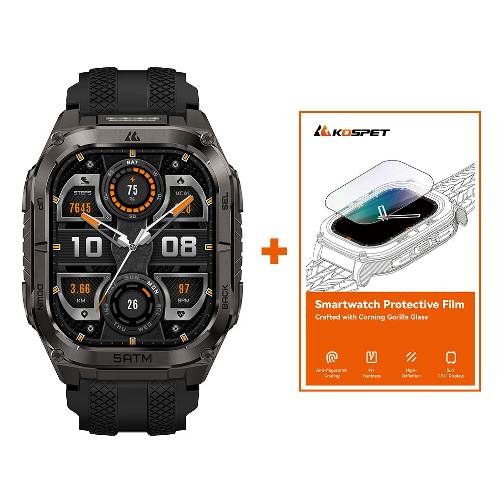 KOSPET Tank M4C Rugged Smartwatch Military GPS With Flashlight 5ATM