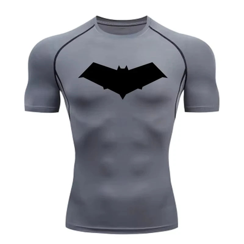 Bat Print Quick Dry Compression Rash Guard Unisex Top