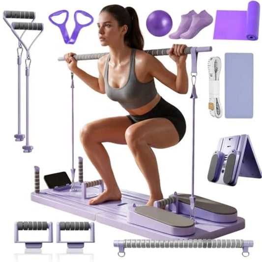Pilates Board Full Kit With Foldable Reformer And Resistance Bands