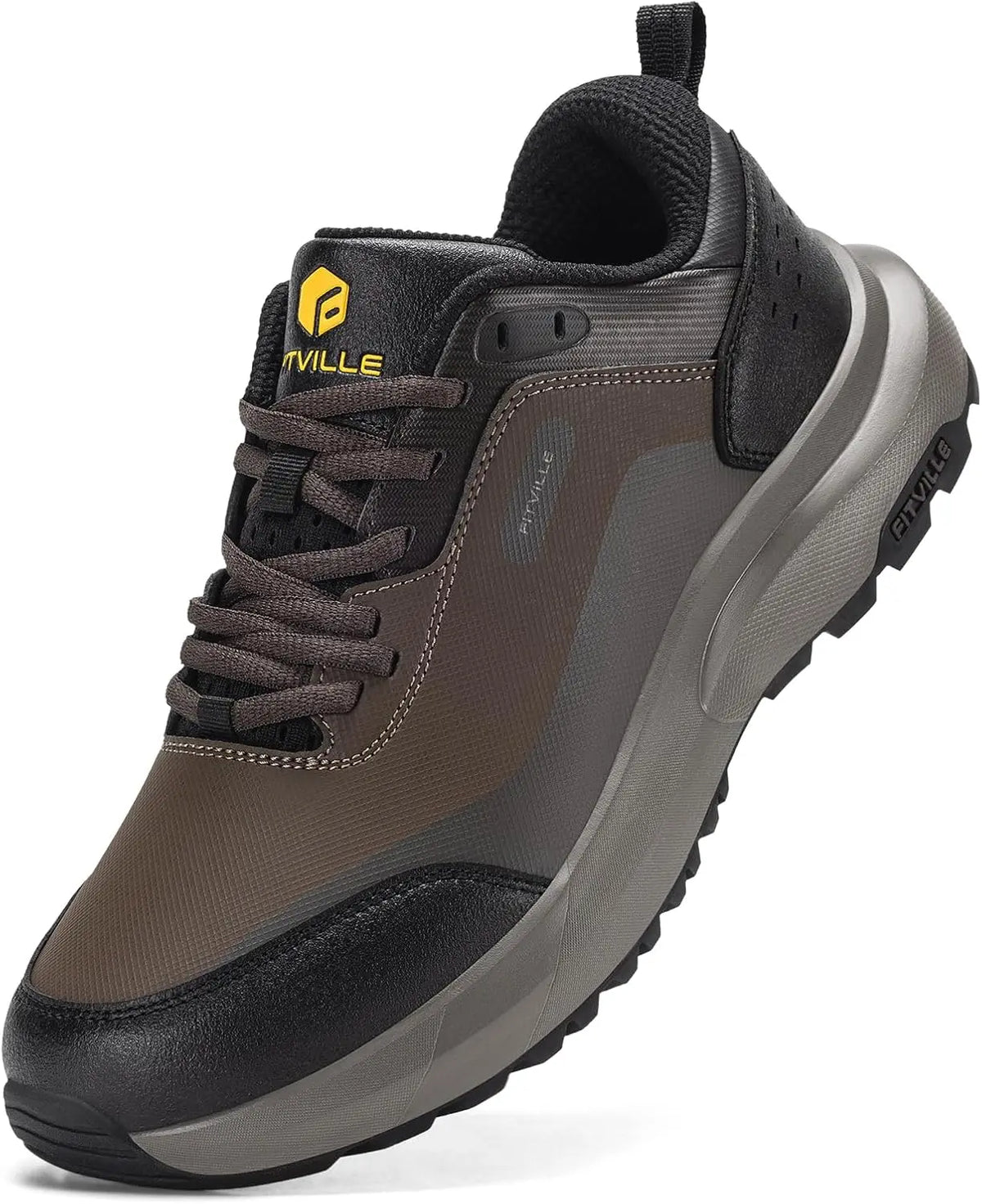 FitVille Men'S Wide Low-Top Hiking & Walking Shoes Waterproof Non-Slip Soft Toe Outdoor Work Footwear With Arch Support, Heel Pain Relief Sneakers For Long Hikes, Trekking, Trails, Wide Feet & All-Day Standing